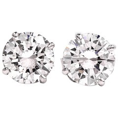 GIA 2.13 Carat Extra White E-F, VS2 Diamond  18k Gold Stud Earrings