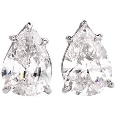  Pear Diamond Stud Platinum Earrings