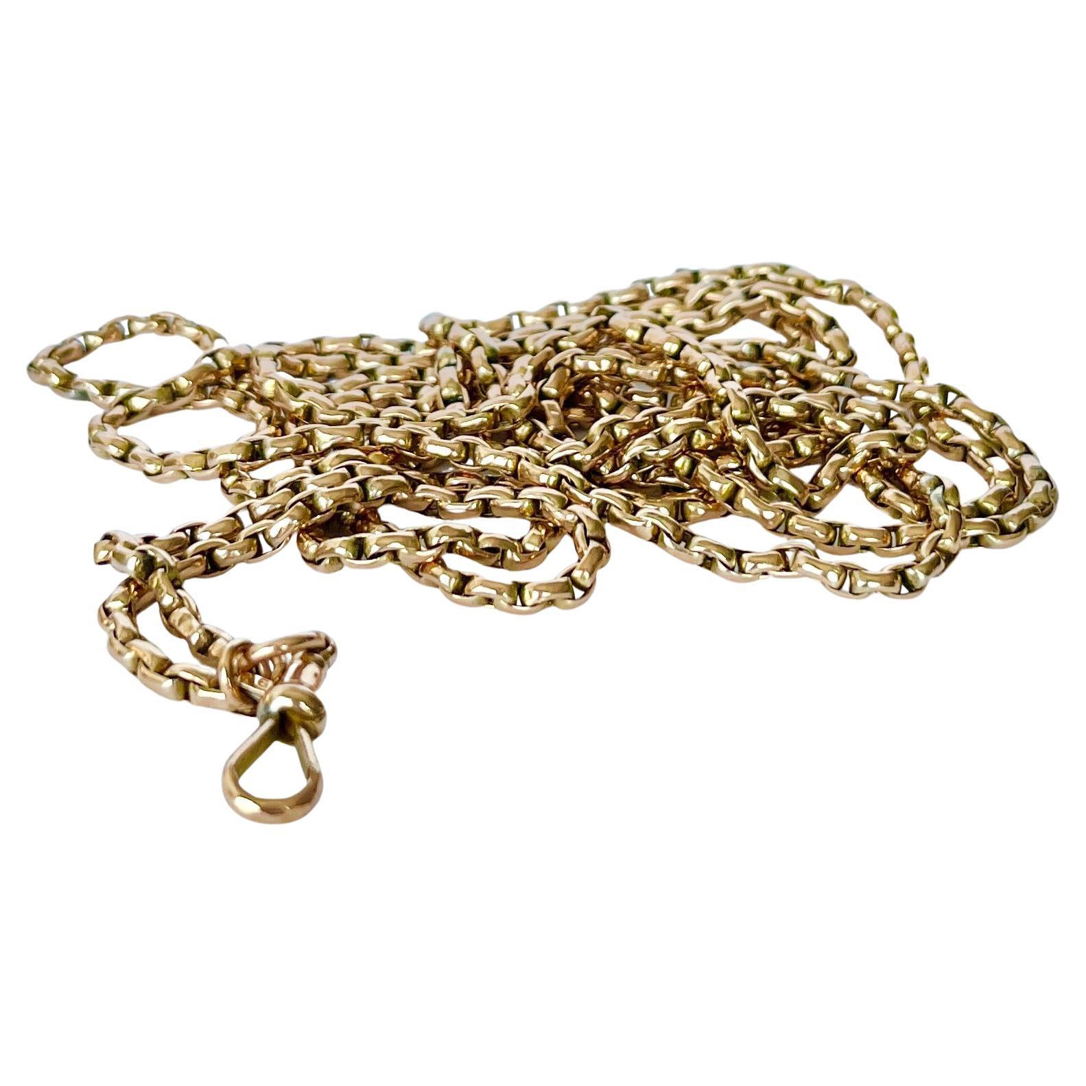 Victorian 9 Carat Gold Longuard Necklace For Sale