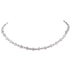 Antique 8.16 Diamond Platinum Leaf Motif Choker Necklace