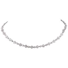 Antique 8.16 Diamond Platinum Leaf Motif Choker necklace 4