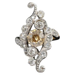 Antique Art Deco Fancy brown diamond Ring in 18k Gold