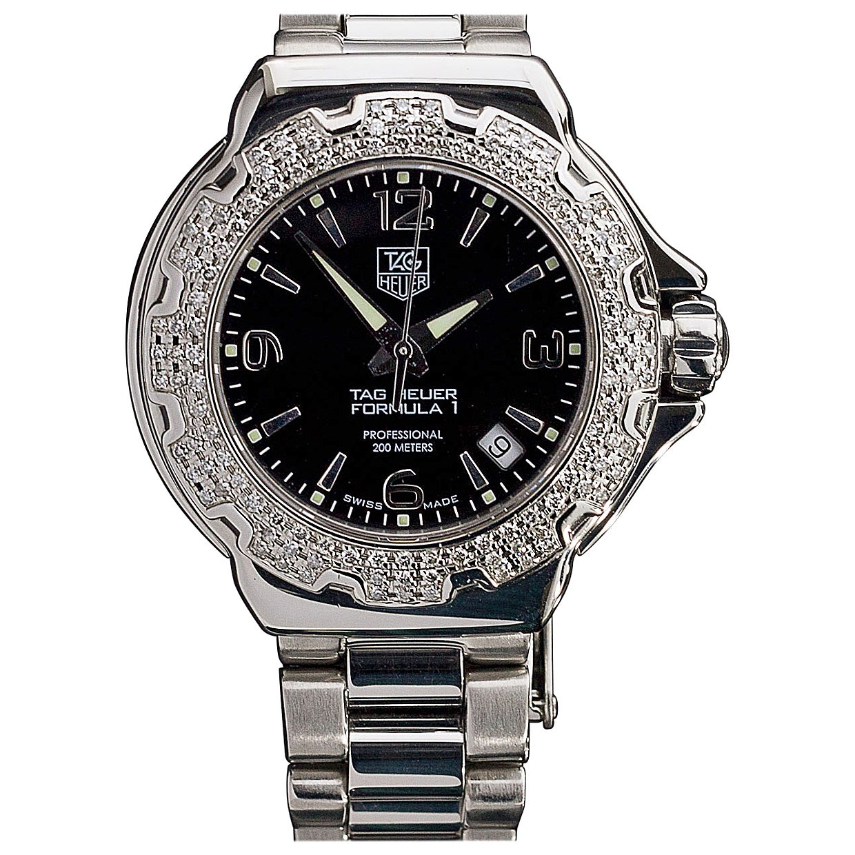 TAG Heuer Lady''s Stainless Steel Diamond Bezel Formula 1 Professional 200M  Watch at 1stDibs
