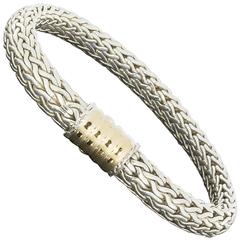 John Hardy Silver and Gold Classic Woven Wheat Chain Bracelet