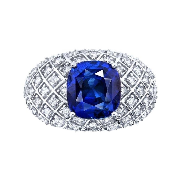 Emilio Jewelry Bague saphir bleu bleu certifié naturel non traité 
