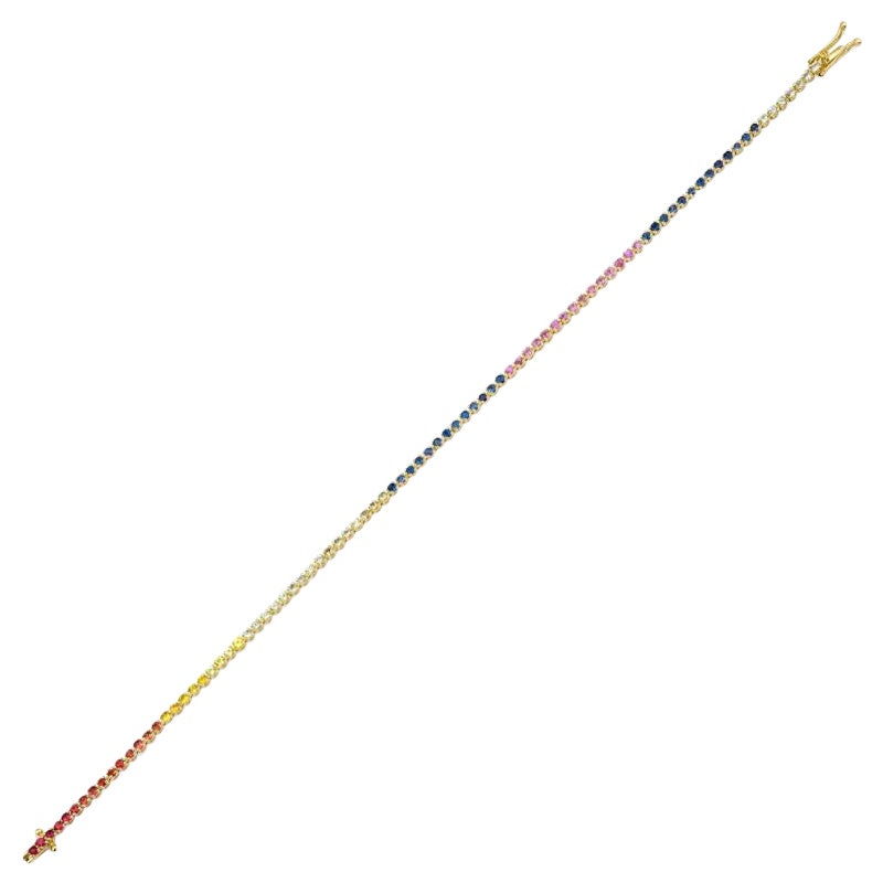 1.70ct Dainty Rainbow Sapphire Tennis Bracelet