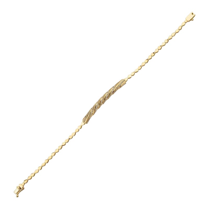 0.42ct Cylinder Shaped Diamond And Solid Gold Bracelet
