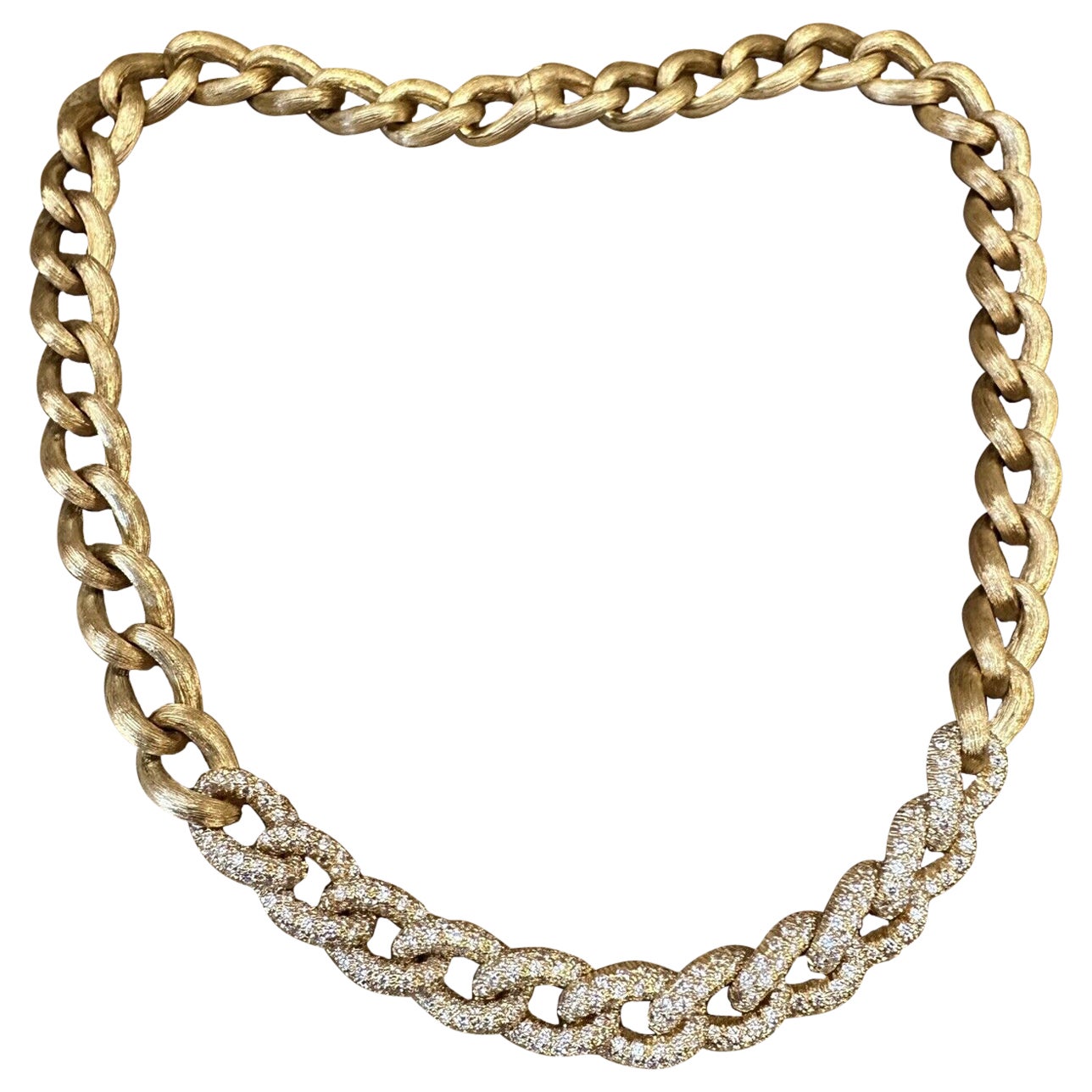 Henry Dunay Curb Diamond Sabi Link Necklace in 18k Yellow Gold For Sale