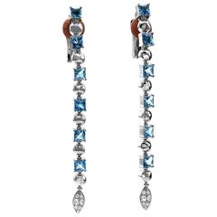Bvlgari Lucea Blue Topaz and Pavé Diamond Earrings in Gold