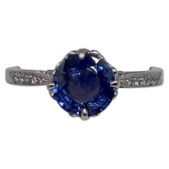 1.64 Karat Blauer Saphir & Diamant-Ring aus Platin