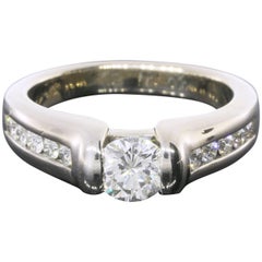 Sleek White Gold 1 Carat Round Diamond Classic Channel Set Engagement Ring