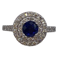 1.92ctw Sapphire & Diamond Double Halo Ring in 18KT Gold
