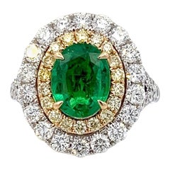 1.98 carat Emerald and Diamond ring in 18K Gold
