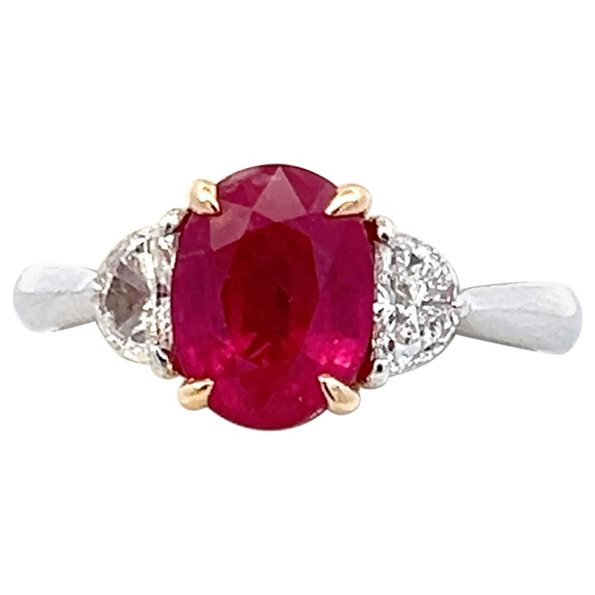 GIA certified 3.01 carat Ruby and Diamond Ring For Sale