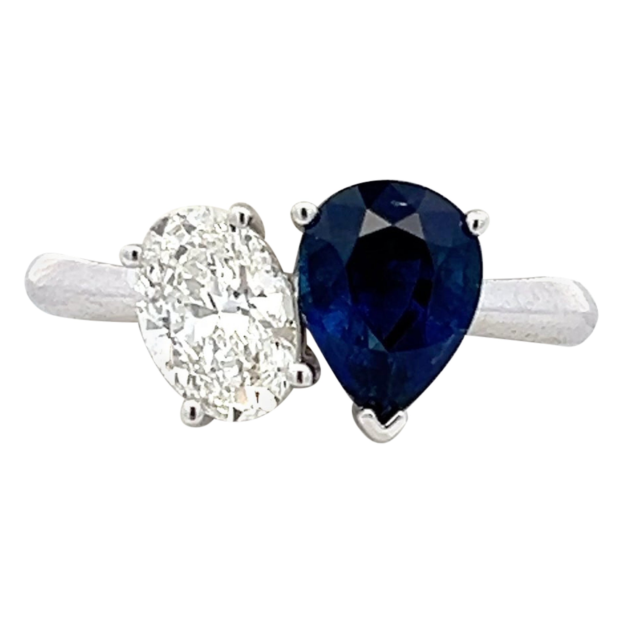 Sapphire and Diamond 'Toi et Moi' Ring