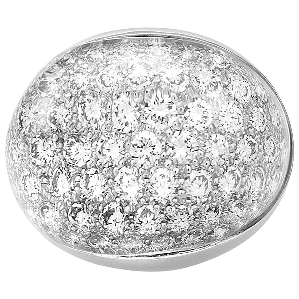Cartier Myst Pavé Diamond and Rock Crystal Dome Bombe Ring  For Sale