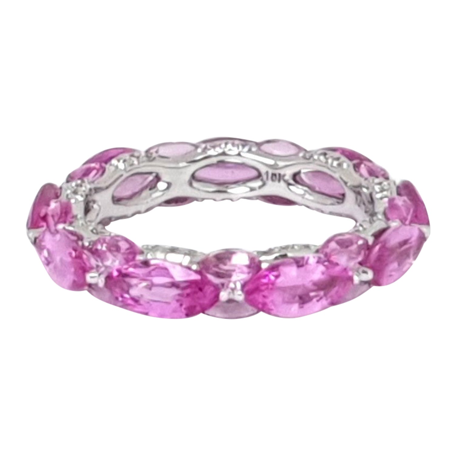 18K Gold Pink Sapphire Eternity Ring by MOISEIKIN For Sale