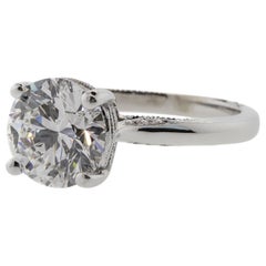 Retro GIA Certified 2.00ct Tacori Brilliant Cut Solitaire Diamond Ring
