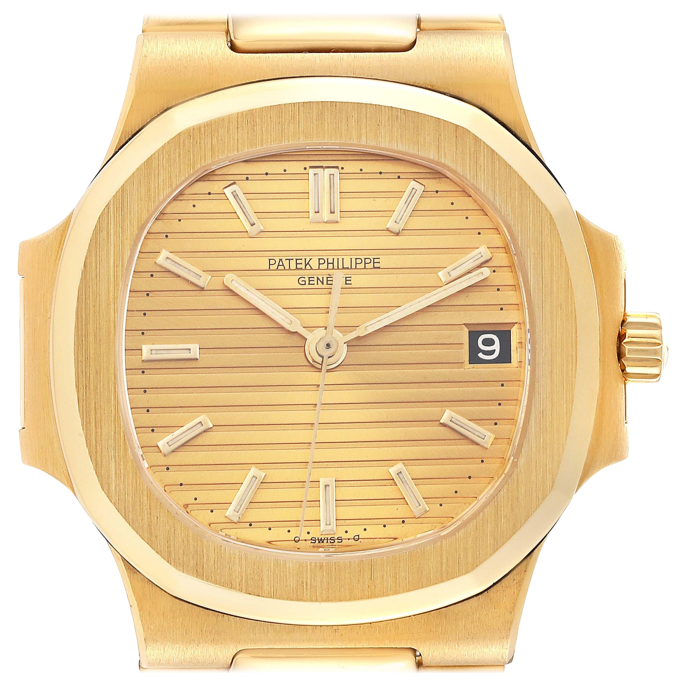 Patek Philippe Nautilus Yellow Gold Champagne Dial Mens Watch 3800 Box Papers