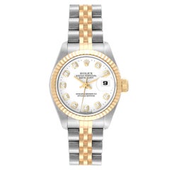 Rolex Datejust White Diamond Dial Steel Yellow Gold Ladies Watch 69173