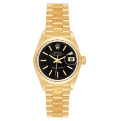 Rolex Datejust President Yellow Gold Bark Finish Ladies Watch 69278 Box Papers