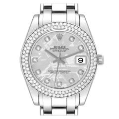 Rolex Pearlmaster 34 Montre pour femmes avec cadran météorite en or blanc et diamants 81339