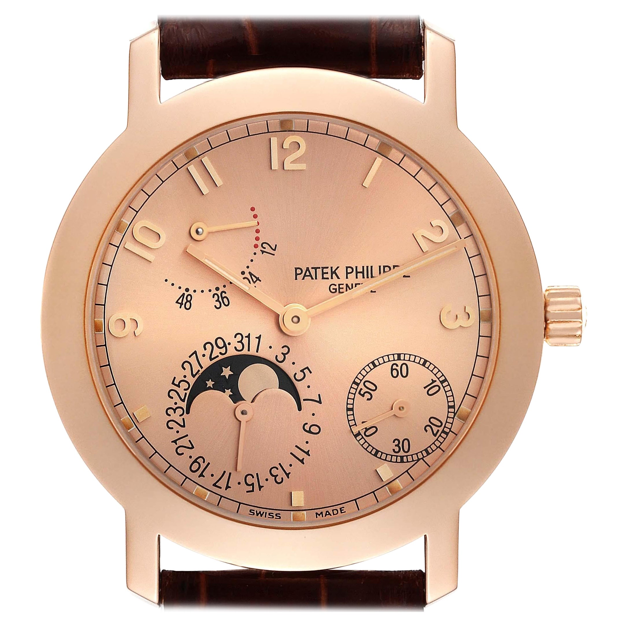 Patek Philippe Moonphase Power Reserve Rose Gold Mens Watch 5055