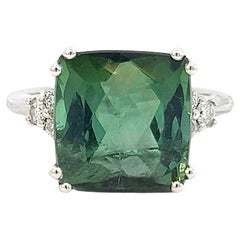 Bague avec tourmaline naturelle 7 14k WG 8,27 TCW certifiée
