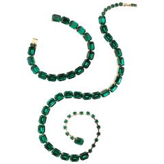 Vintage Emerald Austrian Crystal Vermeil Necklace and Bracelet 5