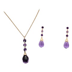 Vintage Set of earrings with a necklace with amethysts and diamonds, Germany, mid-20 cen