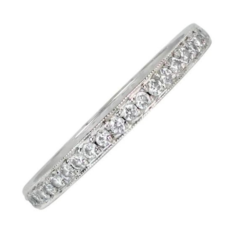 Vintage 0.50ct Round Brilliant Cut Diamond Wedding Band Ring, I Color, Platinum For Sale