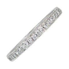 Vintage 0.50ct Round Brilliante Cut Diamond Wedding Band Ring, I Color, Platinum