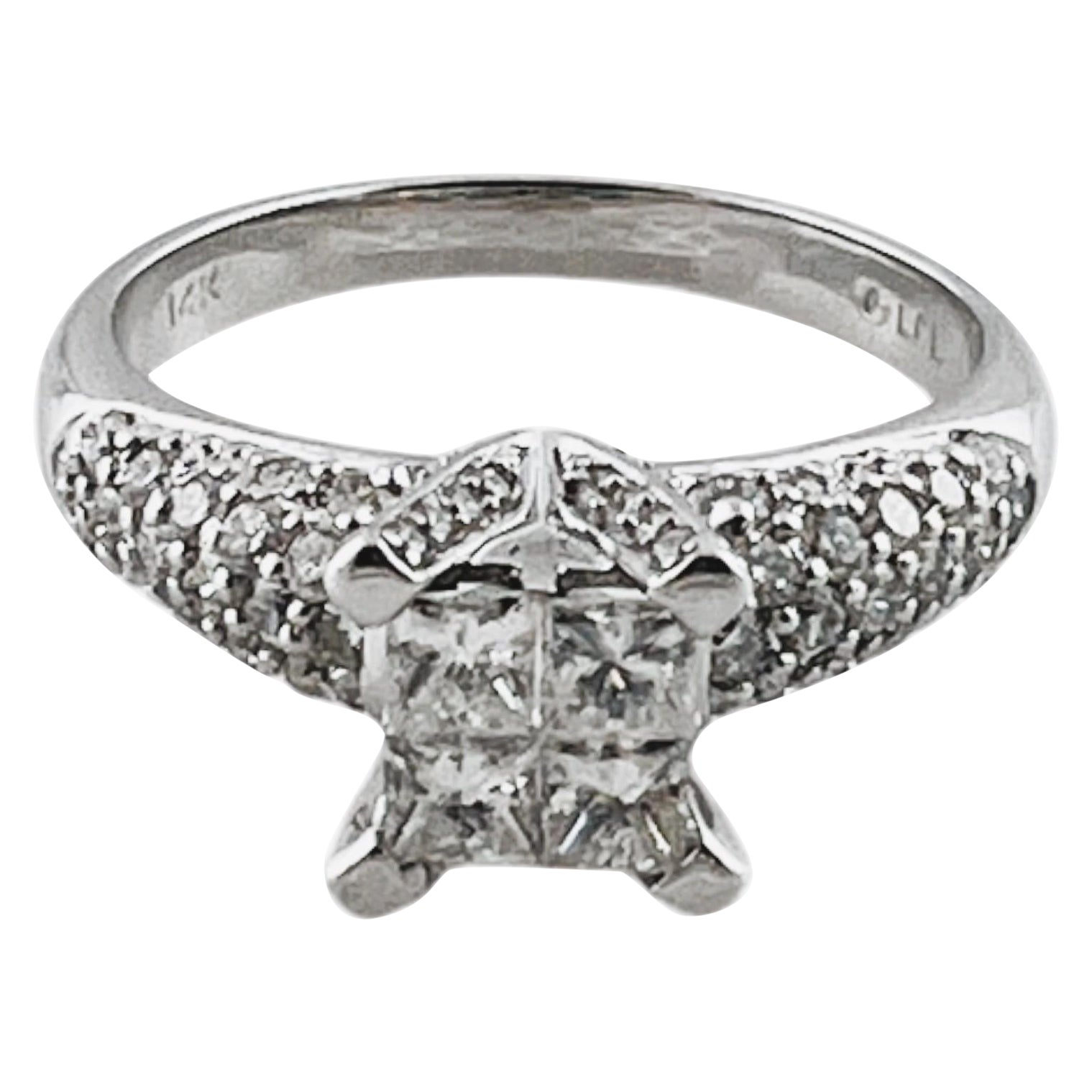 14K White Gold Alfred Levitt Diamond Engagement Ring Size 7 #16483 For Sale