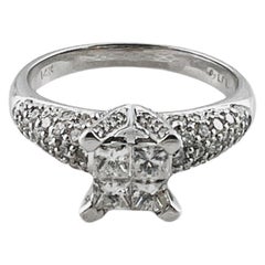 Alfred Levitt, bague de fiançailles en or blanc 14 carats avec diamants taille 7 n° 16483