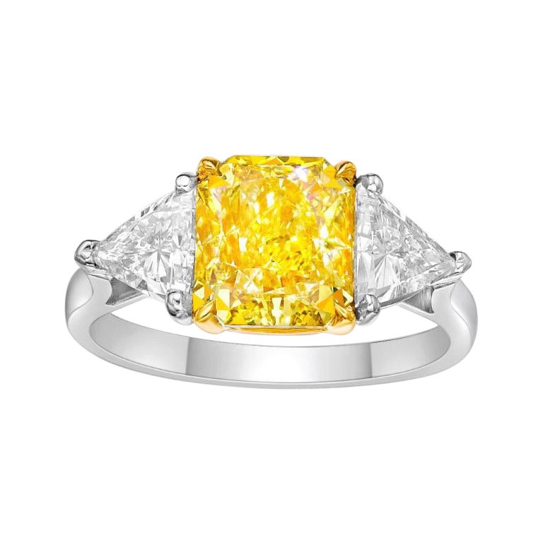 Emilio Jewelry Gia zertifizierter 3,00 Karat Fancy Vivid Yellow Diamantring  