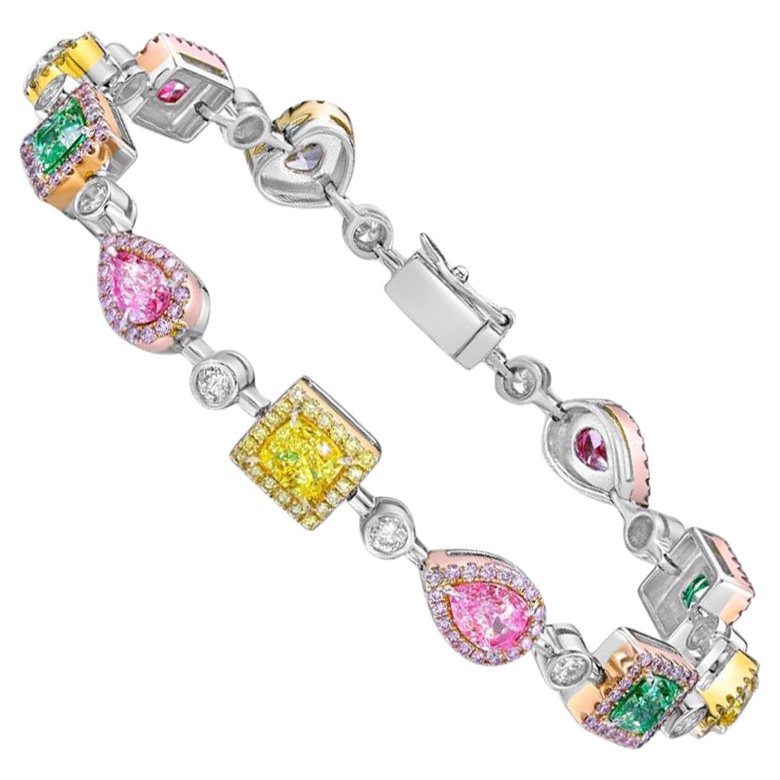 Emilio Jewelry Gia Certified 6.25 Carat Fancy Color Diamond Bracelet  For Sale