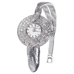 Vintage 1960s Chopard 18kt White Gold Triple Diamond Row "TWIST" Motif Bracelet Watch