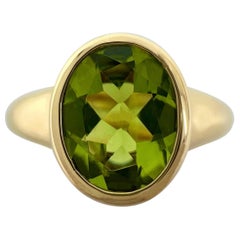 Seltener Bvlgari Grüner Peridot Oval 18k Gelbgold Siegelstil Lünette Rubover-Ring