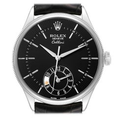 Rolex Cellini Dual Time White Gold Black Dial Automatic Mens Watch 50529 Card