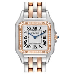 Cartier Montre Panthère moyenne en acier, or rose et diamants pour femmes W3PN0007