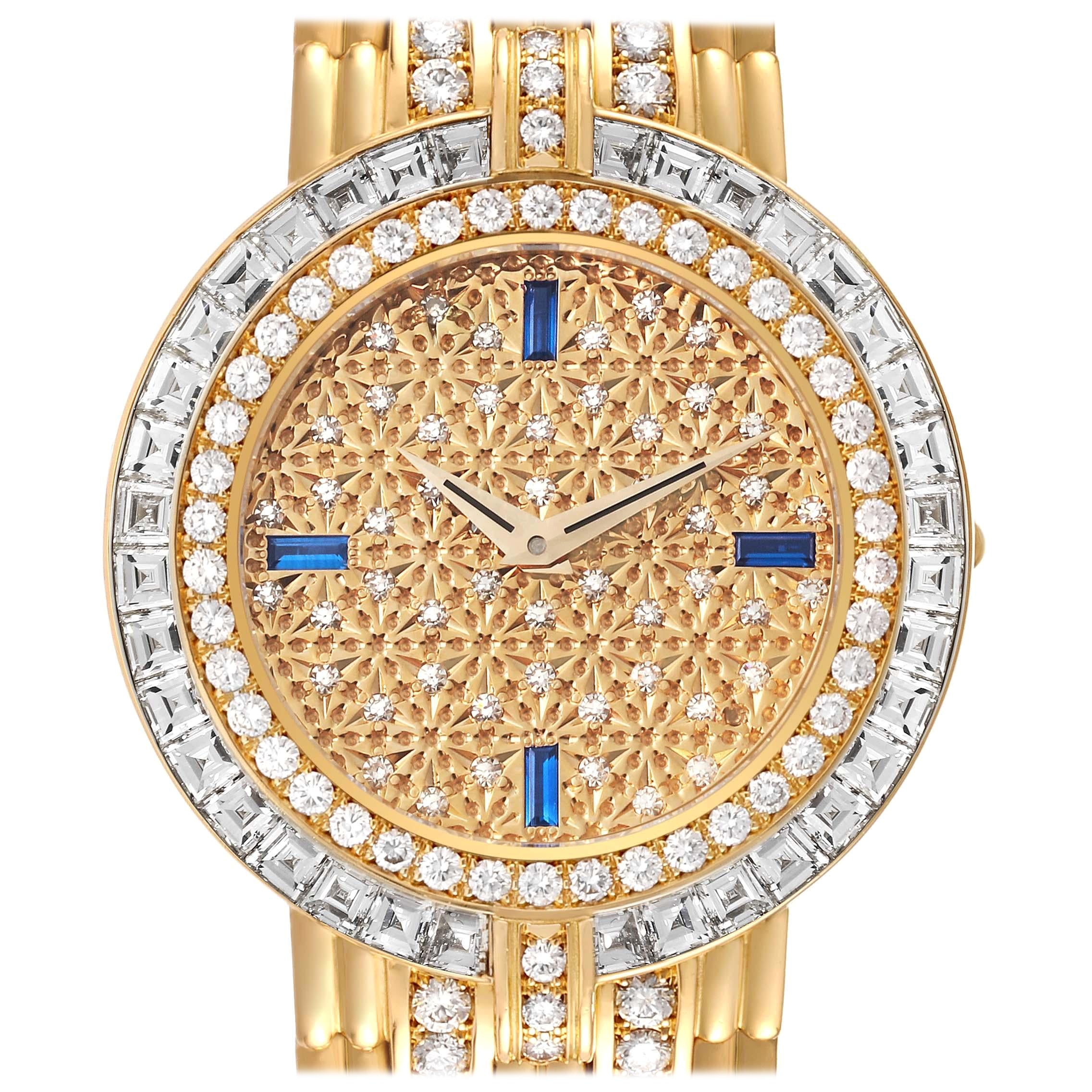 Patek Philippe Yellow Gold Diamond Sapphire Ladies Watch 3982 For Sale