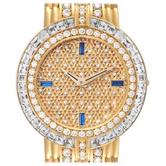 Retro Patek Philippe Yellow Gold Diamond Sapphire Ladies Watch 3982