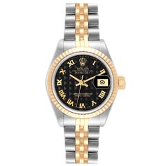 Rolex Datejust Pyramid Dial Steel Yellow Gold Ladies Watch 69173 Box Papers