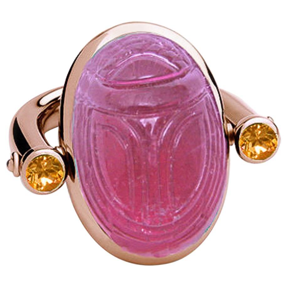 Colleen B. Rosenblat Rubelite Sapphires Rose Gold Scarab Ring