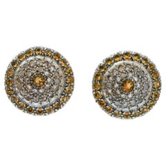 Vintage Sapphires, Diamonds, Rose Gold and Silver Retrò Earrings.