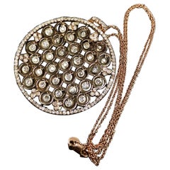 Collier pendentif grand cercle en or rose 14 carats avec diamants pendants de 20 pouces, 3,35 carats poids total