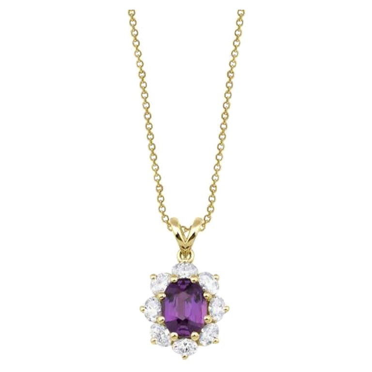 2.40ct Purple Sapphire And Diamond Necklace For Sale
