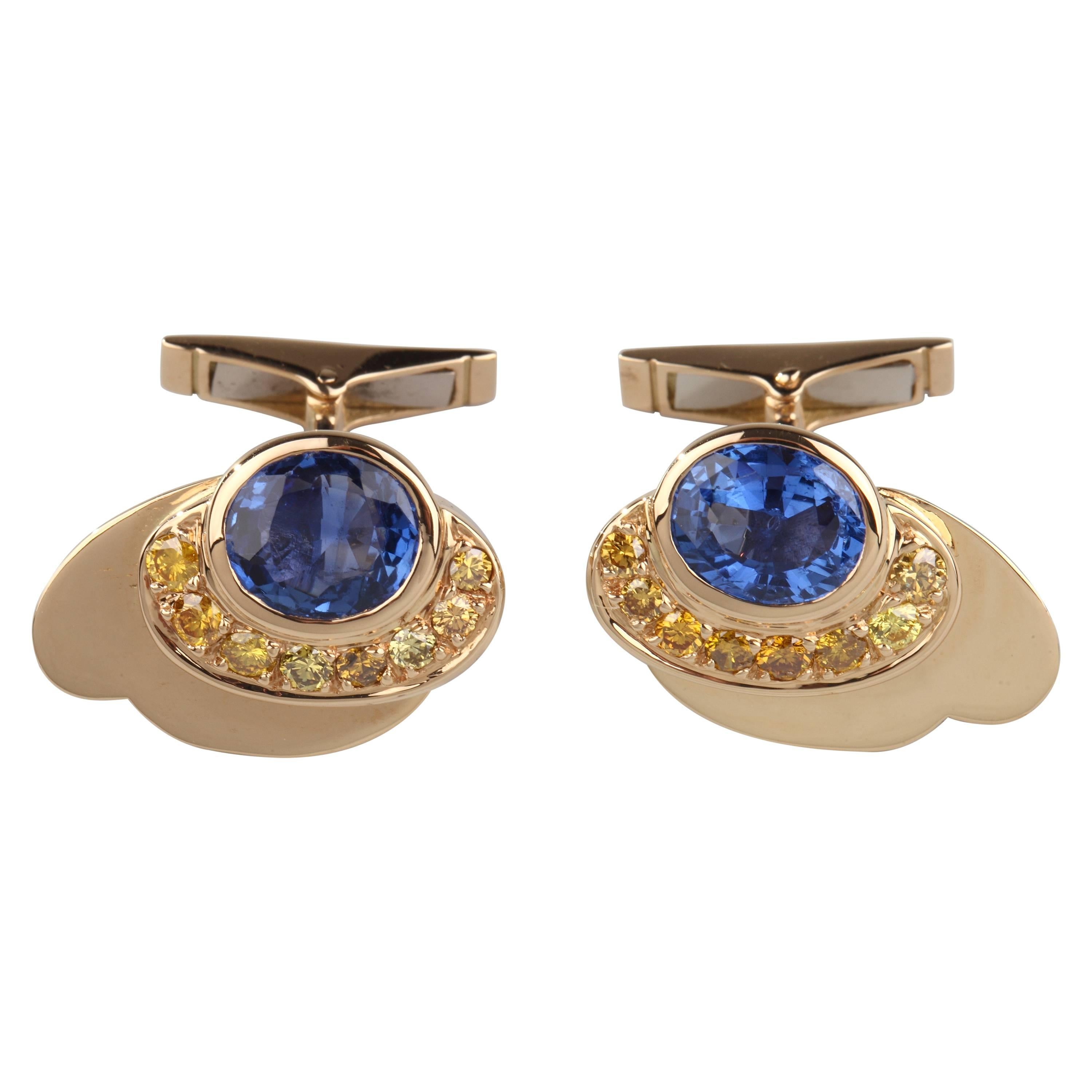 Jean Vendome Sapphire Cufflinks For Sale