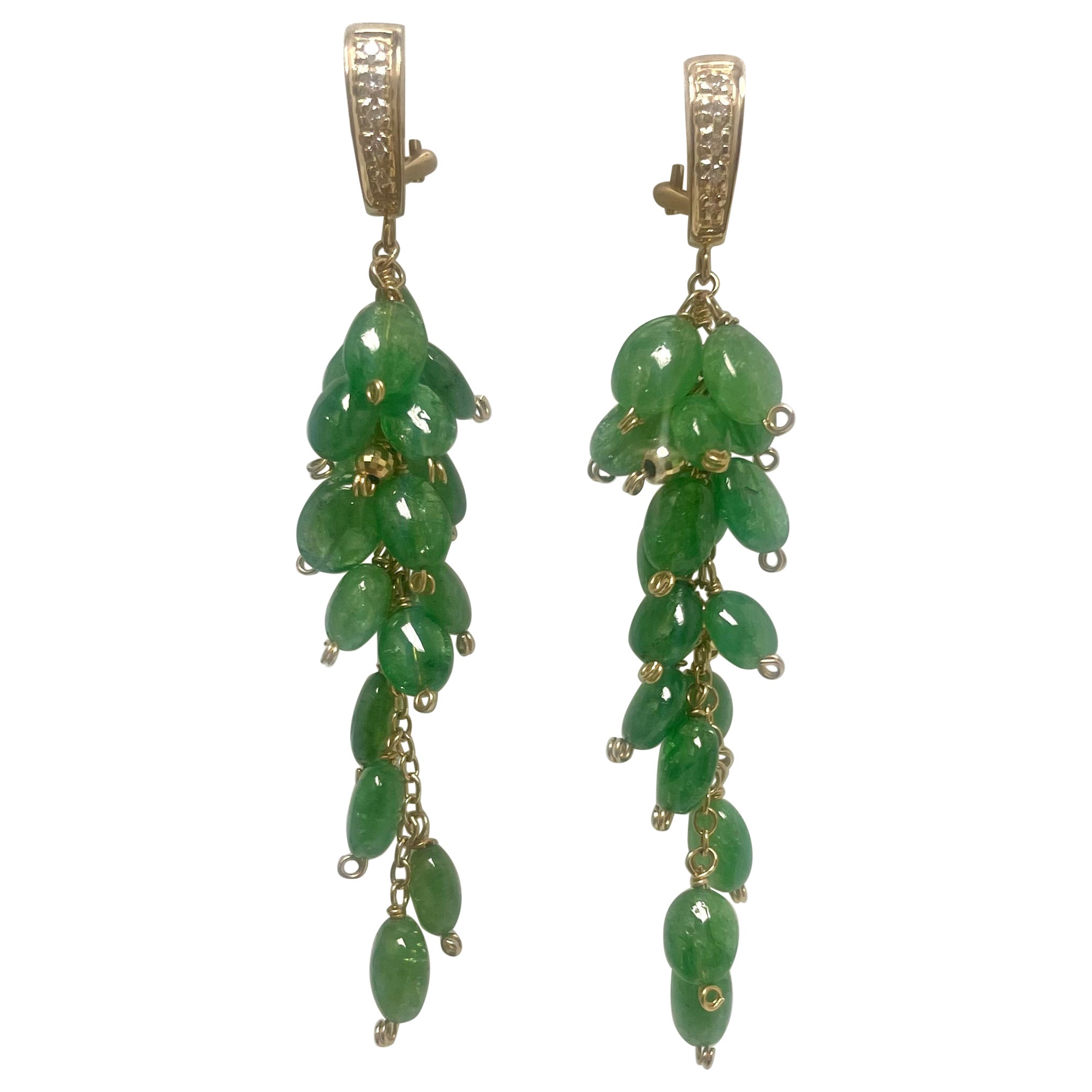 Boucles d'oreilles Paradizia en tsavorite verte et diamant en vente