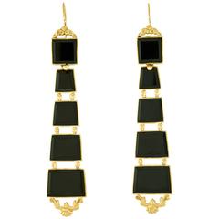 Chic Antique Black Onyx Chandelier Earrings